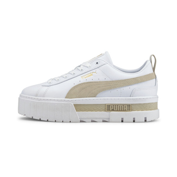 PUMA Mayze Leather Women's Sneakers in White/Peyote - 381983_02