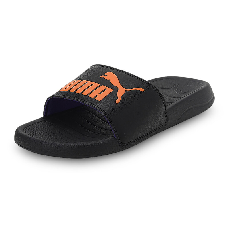 

Men's PUMA Popcat 20 Scary Unisex Slides, Black/orange
