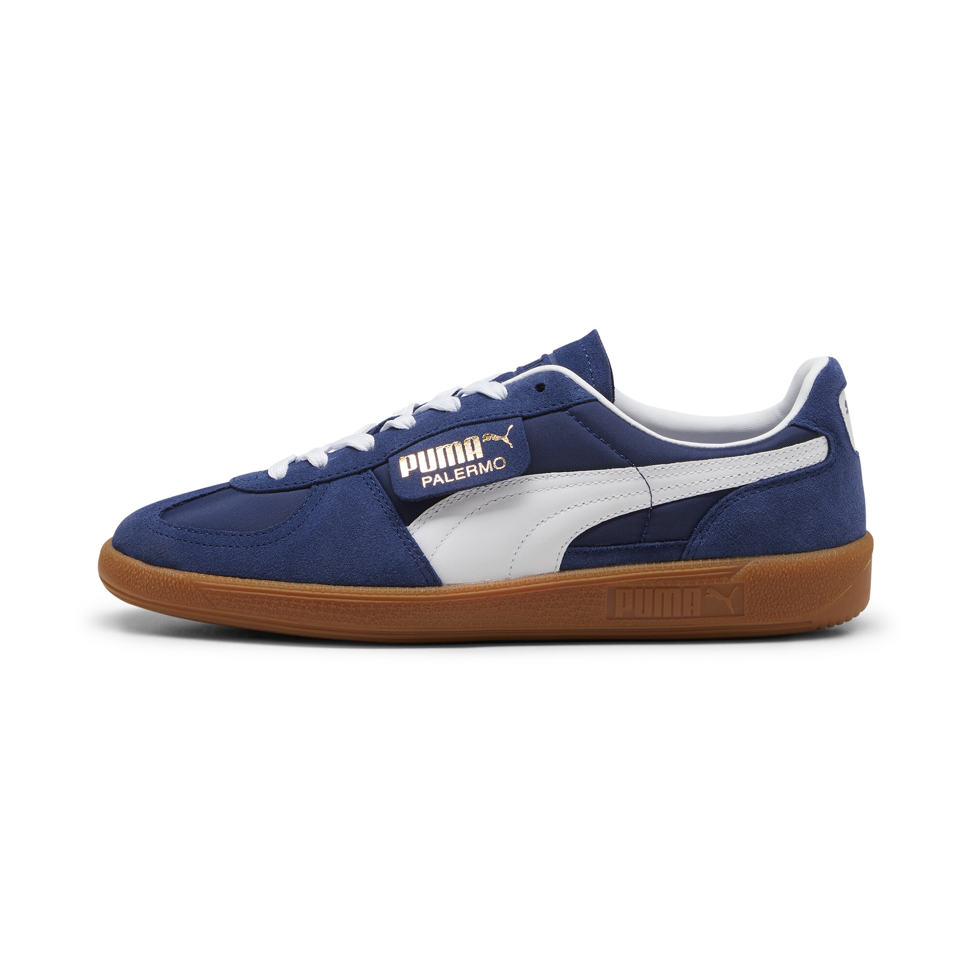 Puma Palermo OG Sneakers Unisex Schuhe | Mit Plain | Navy/White/Gold | Größe: 45