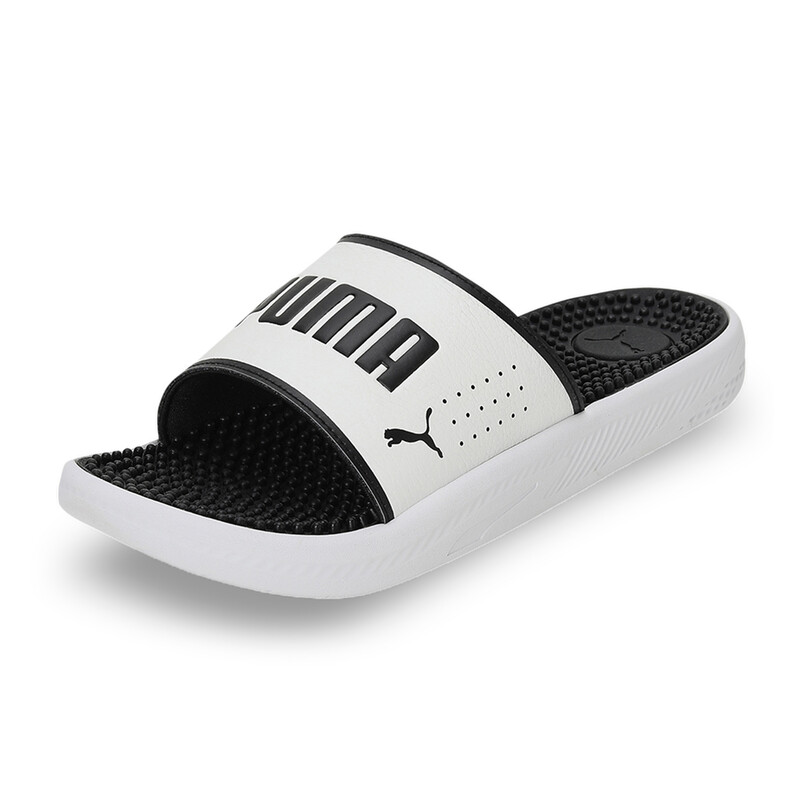 

Men's PUMA SOFTRIDE Massage Slides, White/black