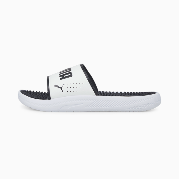 Softride Massage Men's Slides, Puma White-Puma Black, large-MEX