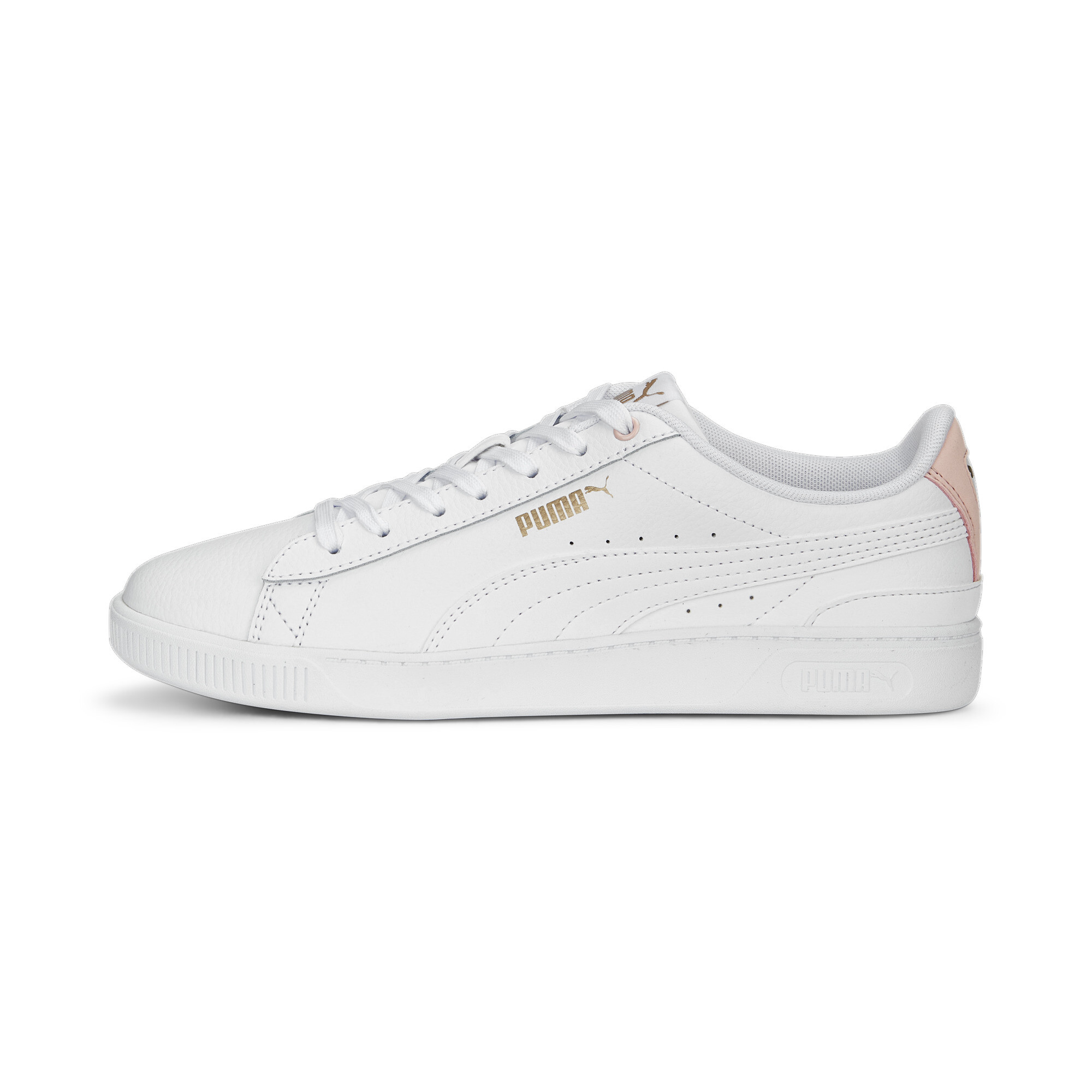 Women's Puma Vikky V3 Leather's Trainers, White, Size 35.5, Shoes