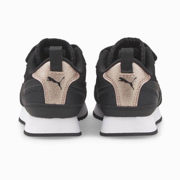R78 Metallic V Kids' Trainers, Puma Black-Puma Black-Rose Gold, large-ZAF