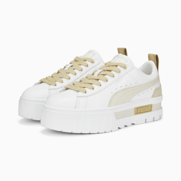 Mayze Luxe Trainers Women, Puma White-Pale Khaki, large-ZAF