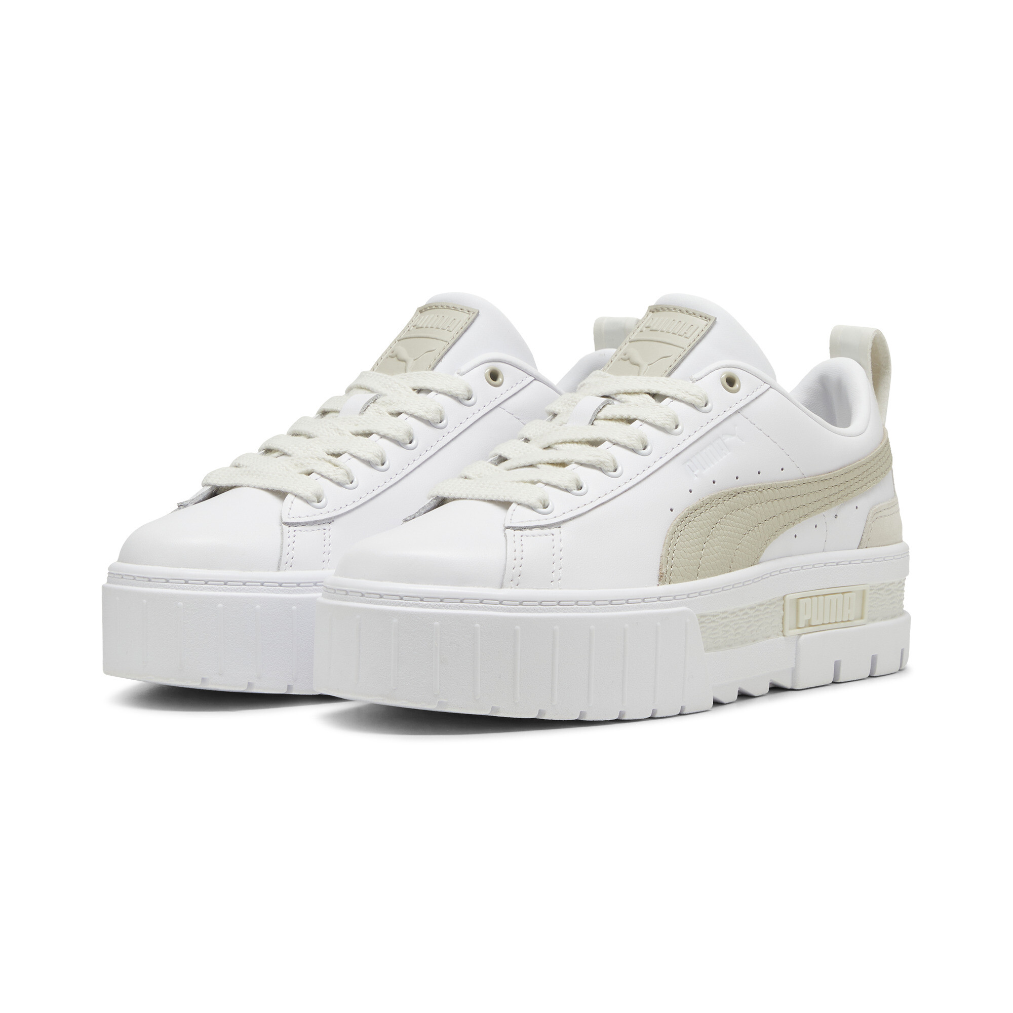 Women's Puma Mayze Luxe Trainers, White, Size 38, Shoes