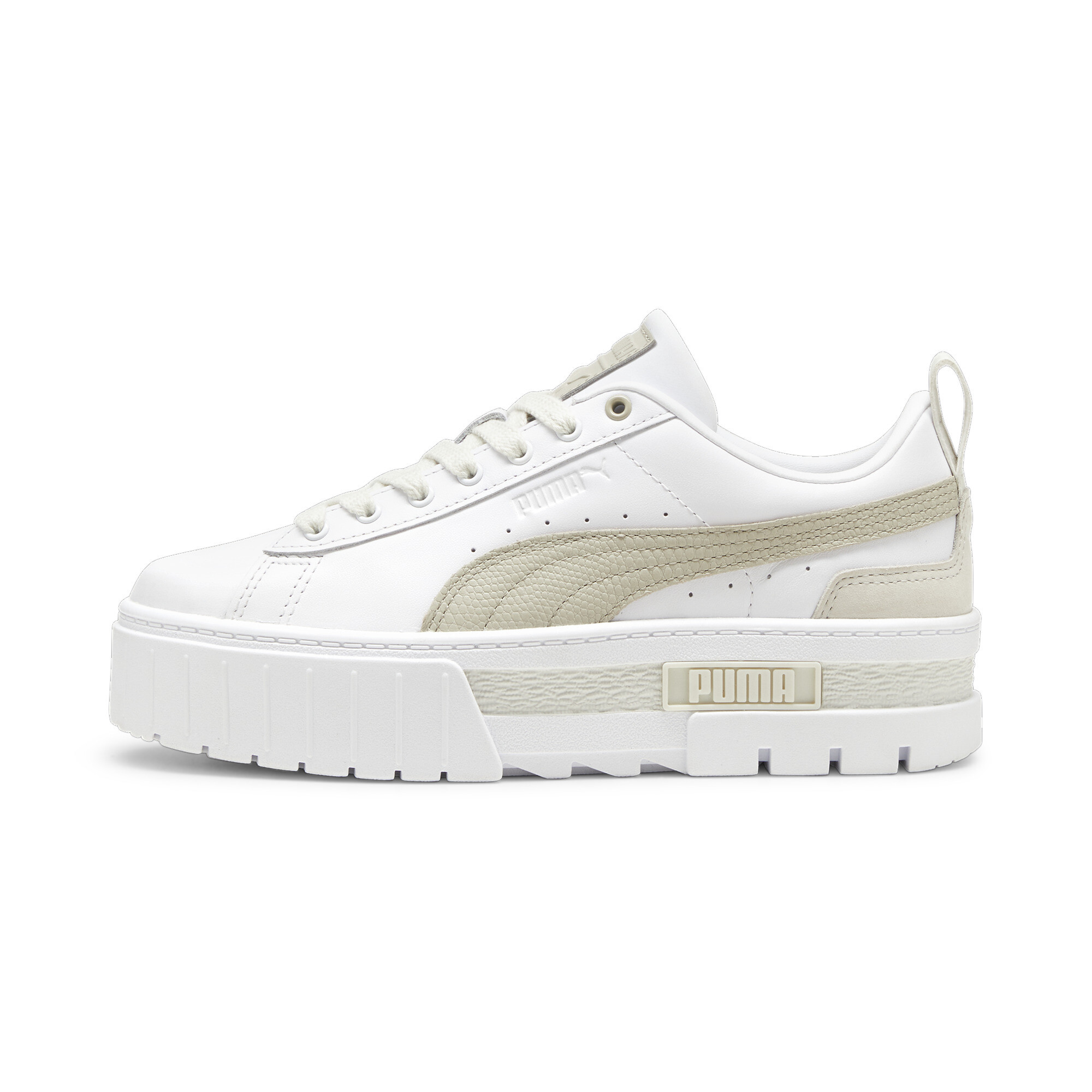 Puma Mayze Luxe Sneakers Damen Schuhe | Mit Colorful | White/Desert Dust | Größe: 40