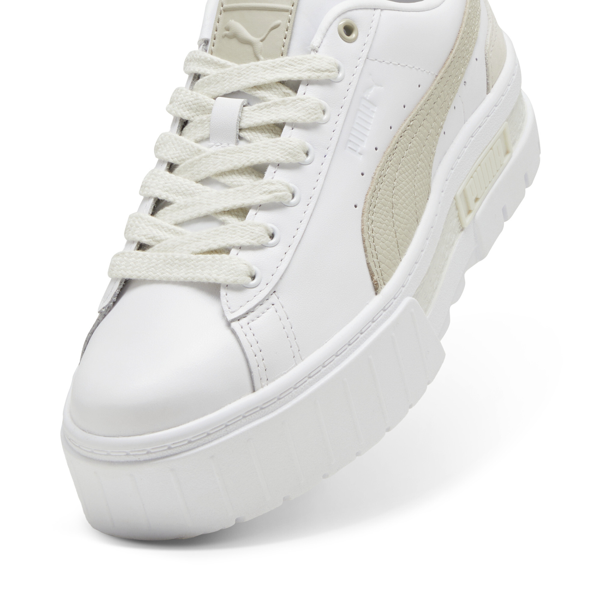 Women's Puma Mayze Luxe Trainers, White, Size 38, Shoes