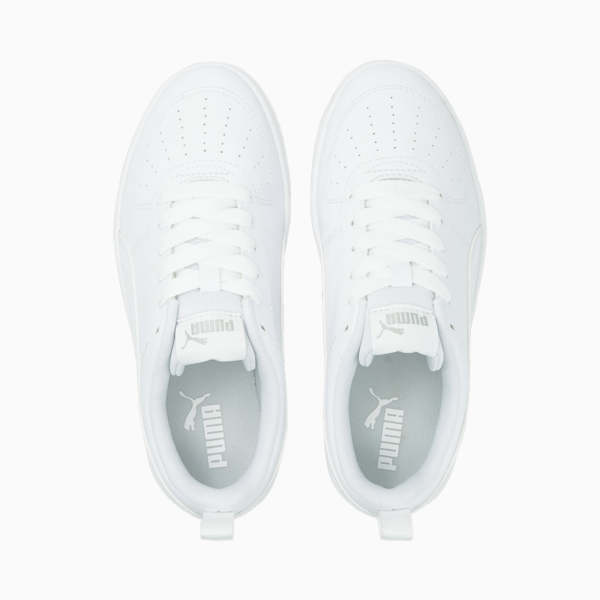 Rickie Youth Trainers, Puma White-Puma White-Glacier Gray, large-ZAF