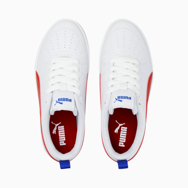 Tenis juveniles Rickie, Puma White-High Risk Red-Dazzling Blue, large-MEX