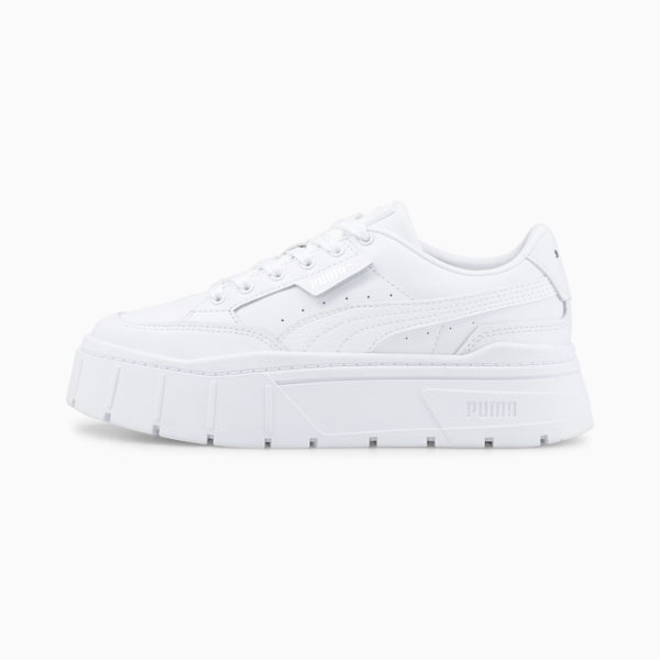 Mayze Stack Leather Sneakers Women, Puma White, large-ZAF