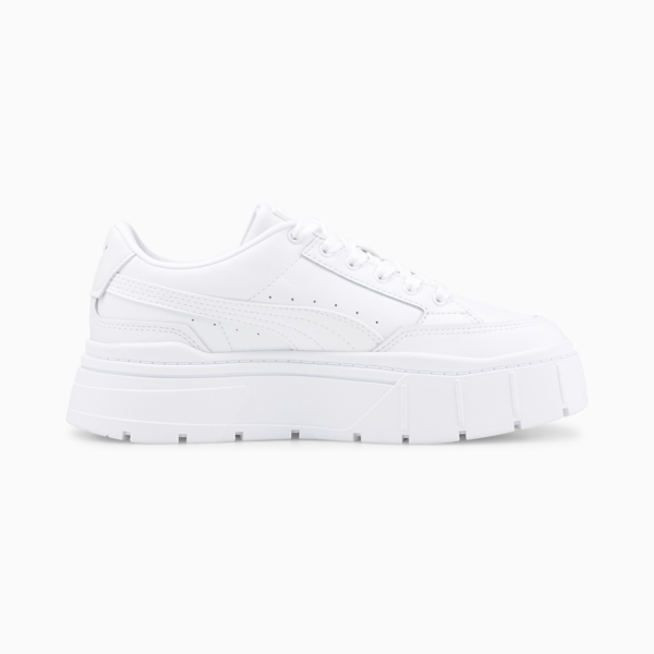 Mayze Stack Leather Sneakers Women, Puma White, large-ZAF