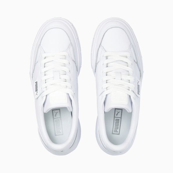Mayze Stack Leather Sneakers Women, Puma White, large-ZAF