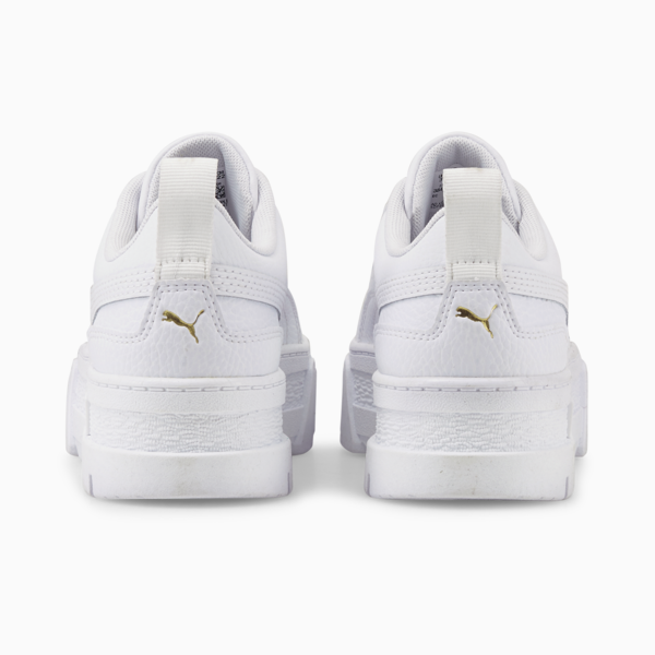 Mayze Leather Youth Trainers, Puma White-Puma Team Gold, large-MEX