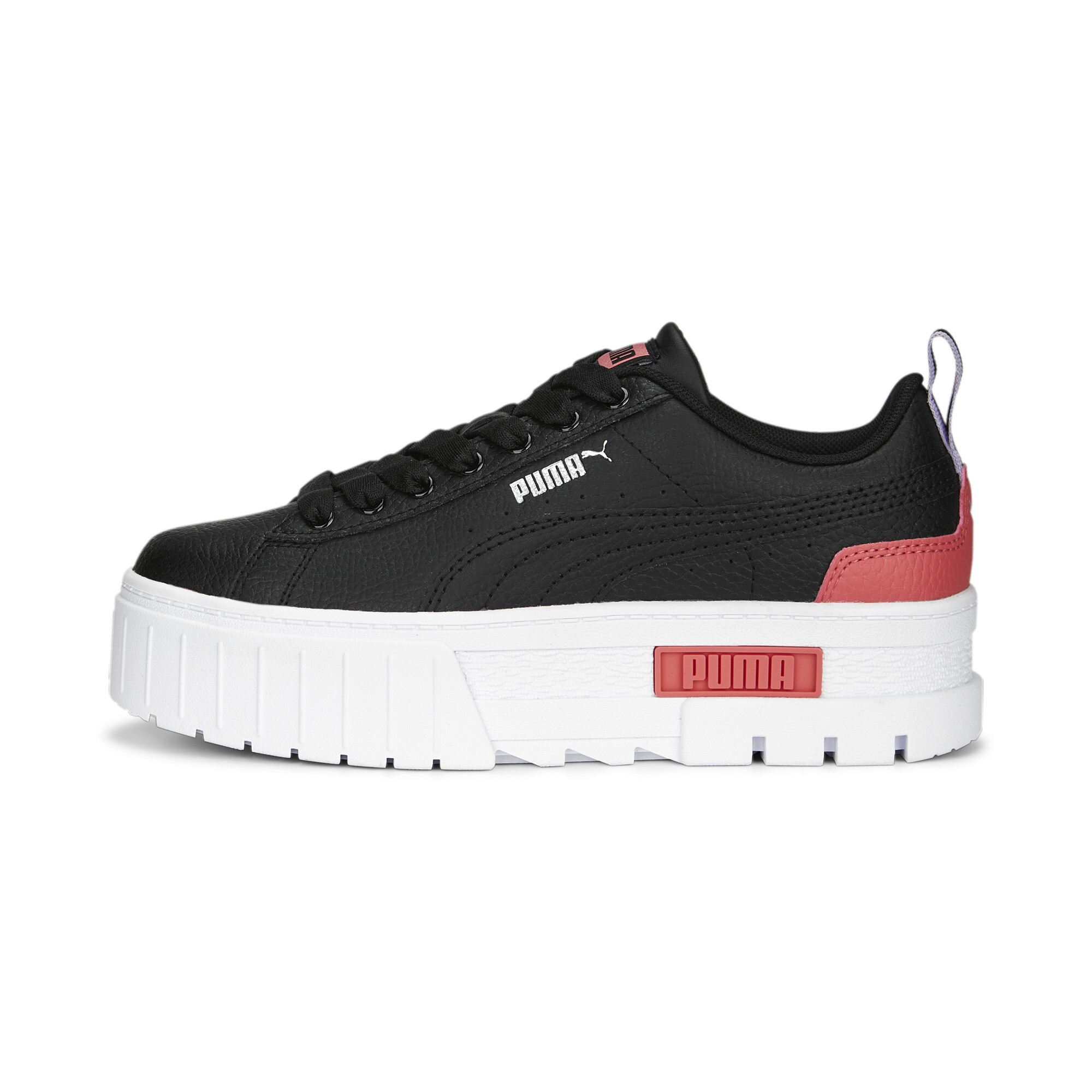 Puma Mayze Leather Sneakers Teenager Schuhe Für Damen Für Kinder | Mit Plain | Black/Vivid Violet/Loveable | Größe: 38