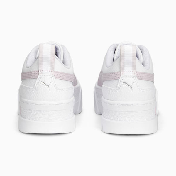 Mayze Leather Youth Trainers, PUMA White-Pearl Pink-Vivid Violet, large-ZAF