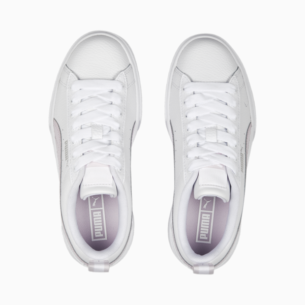 Mayze Leather Youth Trainers, PUMA White-Pearl Pink-Vivid Violet, large-ZAF