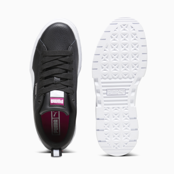 Mayze Leather Youth Trainers, PUMA Black-PUMA White-Pinktastic, large-ZAF