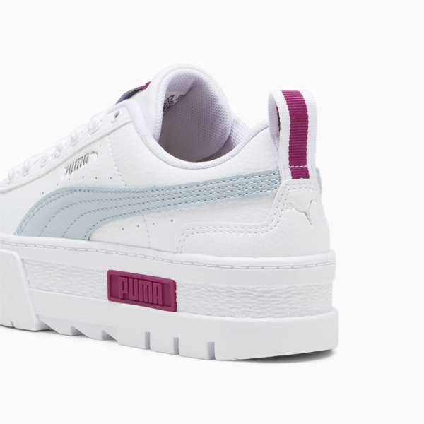 Mayze Leather Youth Trainers, PUMA White-Frosted Dew, large-ZAF