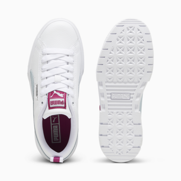 Mayze Leather Youth Trainers, PUMA White-Frosted Dew, large-ZAF