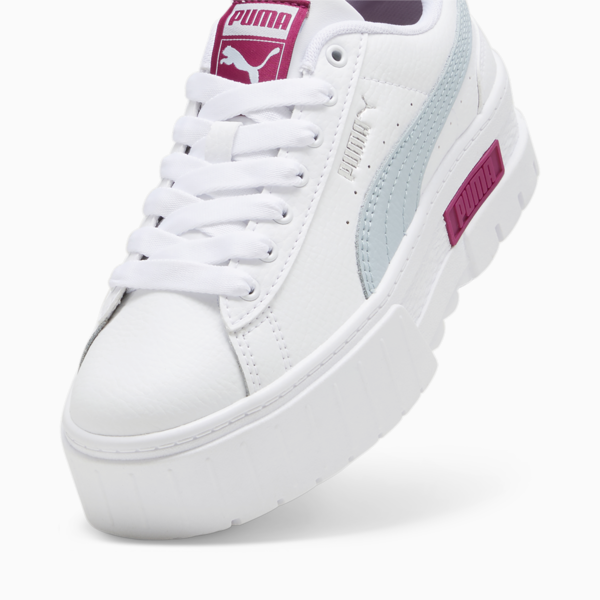 Mayze Leather Youth Trainers, PUMA White-Frosted Dew, large-ZAF