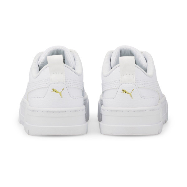 Zapatillas Mayze infantiles de cuero, Puma White-Puma Team Gold, large-ARG