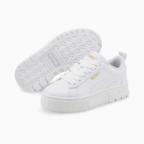 Tenis de cuero infantiles Mayze, Puma White-Puma Team Gold, large-MEX