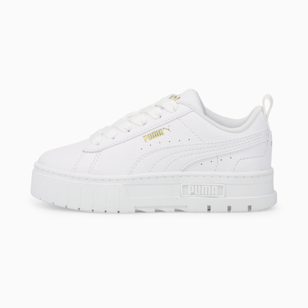 Tenis de cuero infantiles Mayze, Puma White-Puma Team Gold, large-MEX