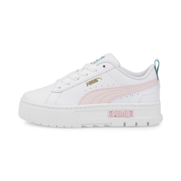 Zapatillas Mayze infantiles de cuero, Puma White-Chalk Pink, large-ARG