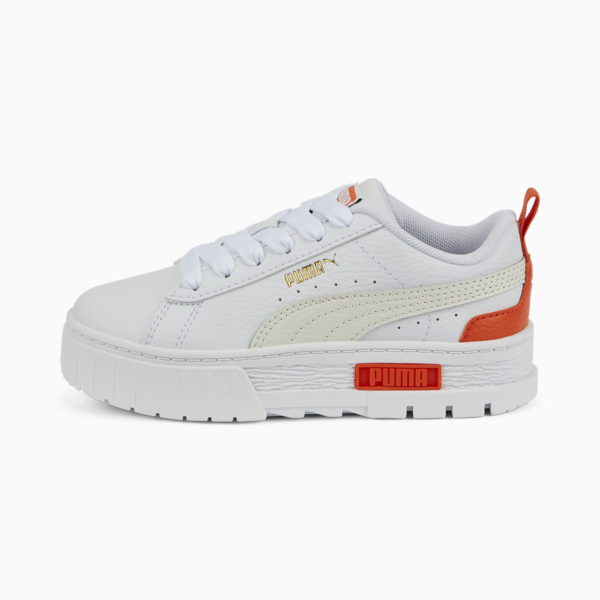Zapatillas Mayze infantiles de cuero, Puma White-Vaporous Gray, large-ARG