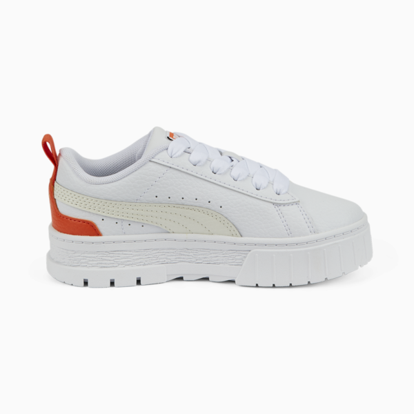 Zapatillas Mayze infantiles de cuero, Puma White-Vaporous Gray, large-ARG