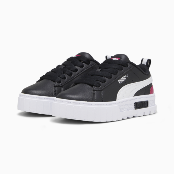 Zapatillas Mayze infantiles de cuero, PUMA Black-PUMA White-Pinktastic, large-ARG