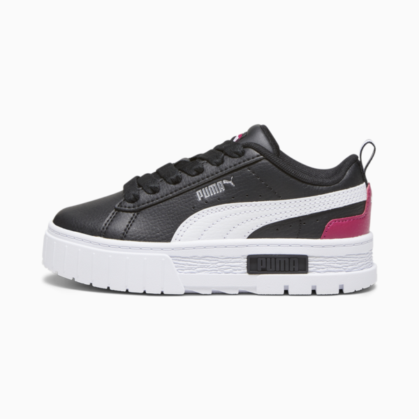 Zapatillas Mayze infantiles de cuero, PUMA Black-PUMA White-Pinktastic, large-ARG