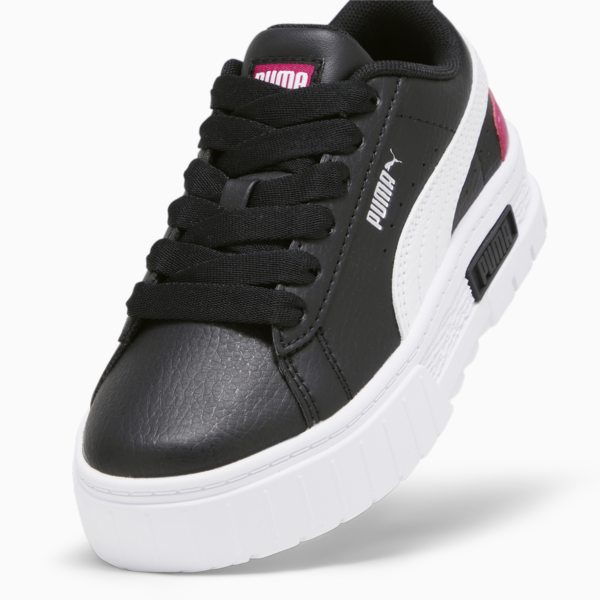 Zapatillas Mayze infantiles de cuero, PUMA Black-PUMA White-Pinktastic, large-ARG
