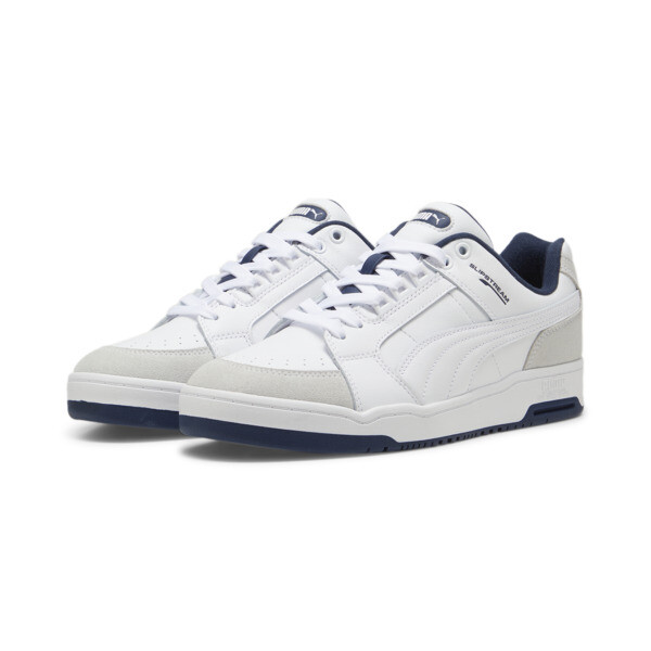 Slipstream Lo Retro Trainers, PUMA White-PUMA White-Club Navy, large-ZAF