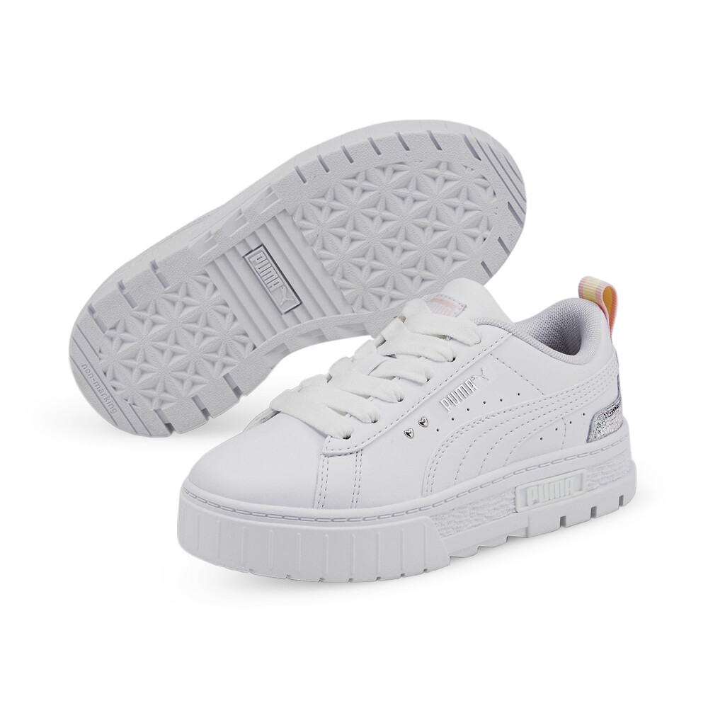 shiny white sneakers