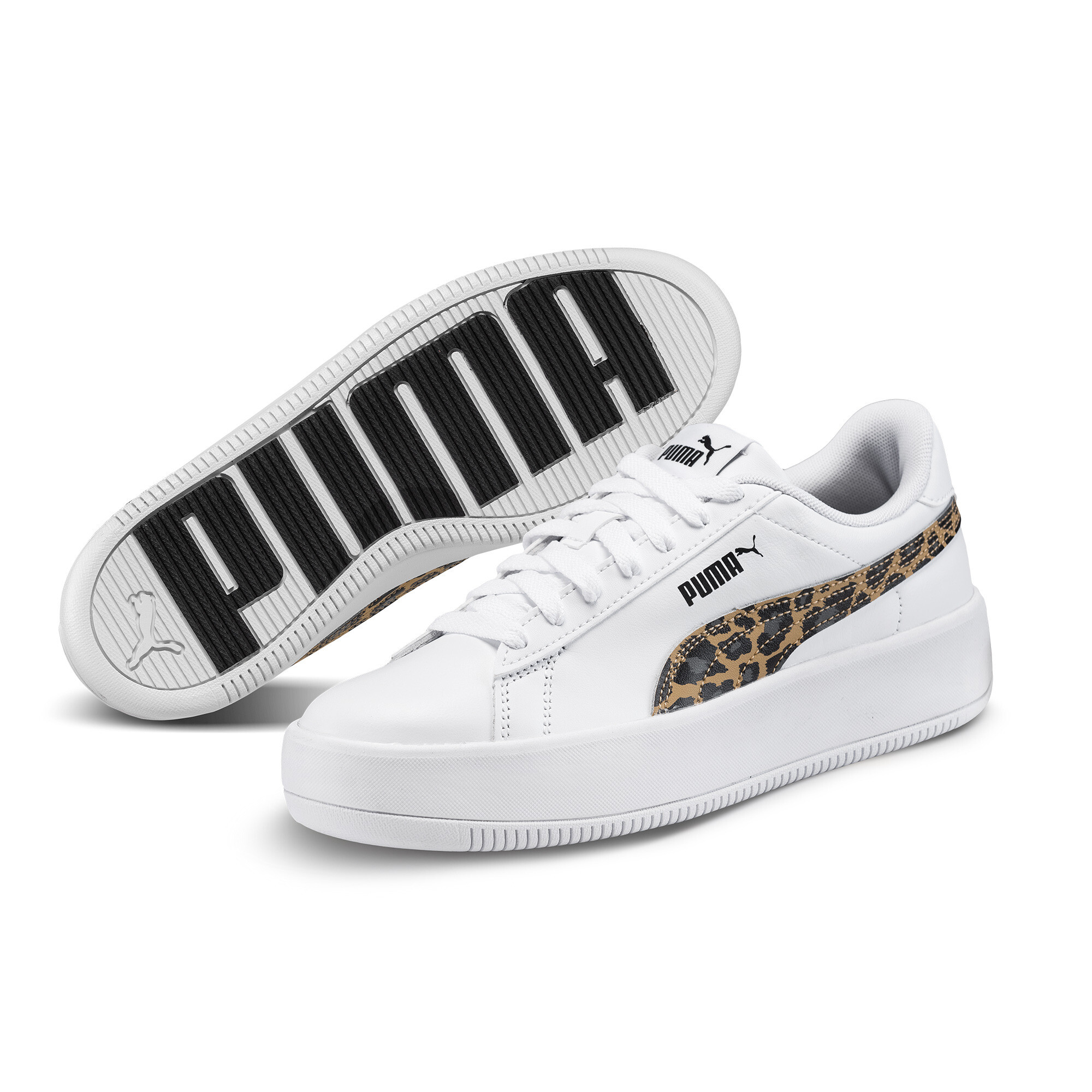 Women's Puma Lily Platform Leo's Trainers, White, Size 37, Shoes