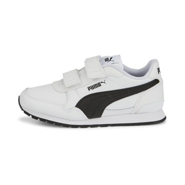 Shop Puma St Runner V3 Leather Little Kids' Sneakers In White- Black
