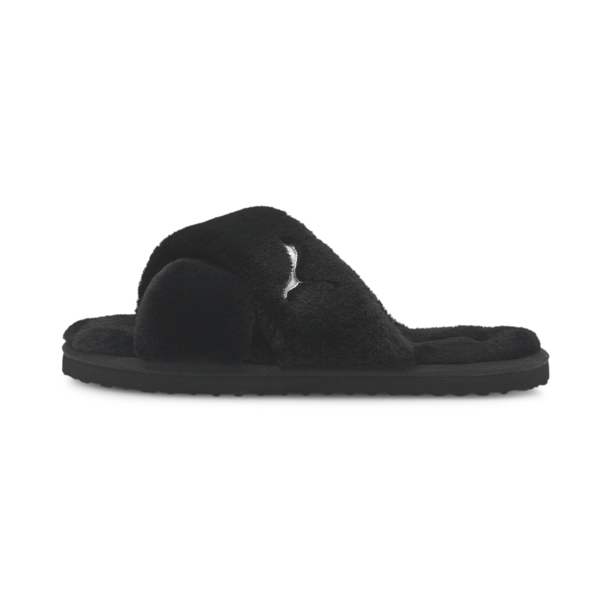 Women's Puma Fluff X Strap Slide, Black, Size 39, Shoes