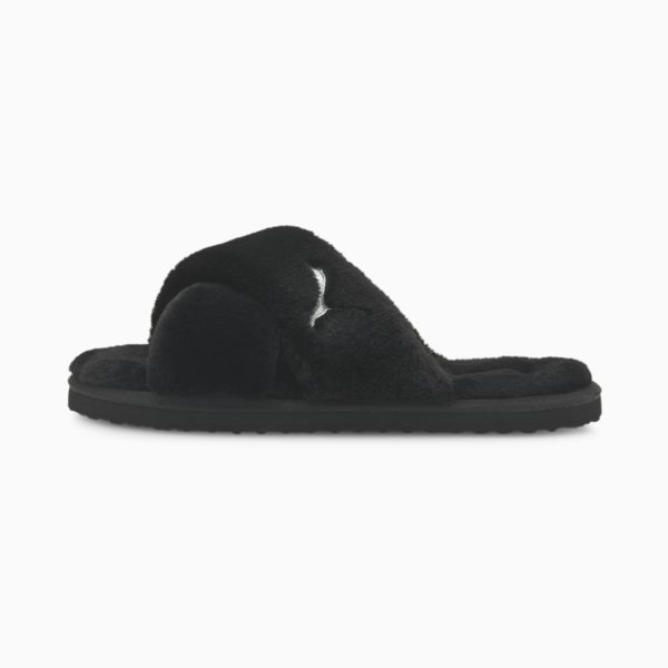 Fluff X Strap Slide Women, Puma Black-Puma White, large-ZAF