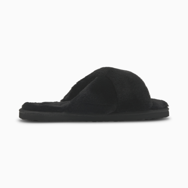Fluff X Strap Slide Women, Puma Black-Puma White, large-ZAF