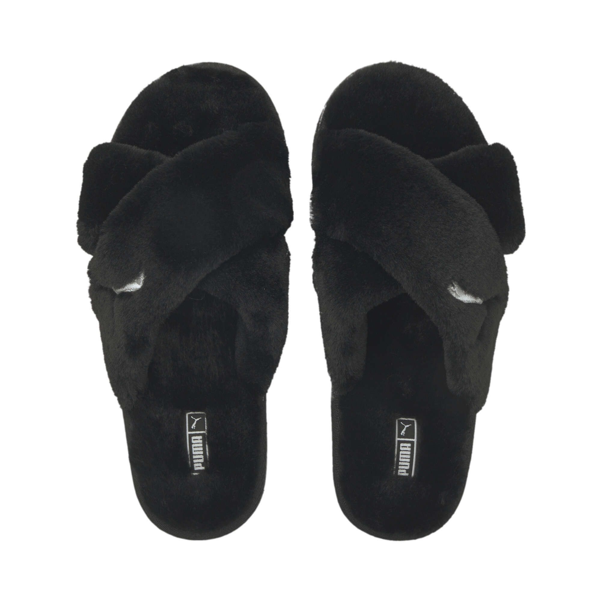 Women's Puma Fluff X Strap Slide, Black, Size 39, Shoes