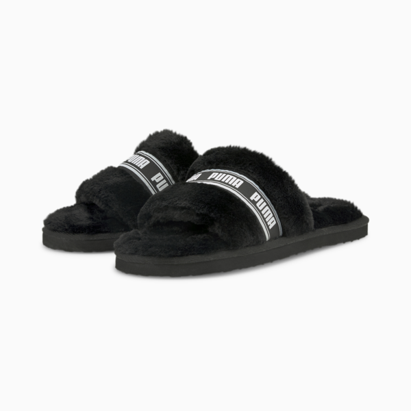 Fluff Slide Women, Puma Black-Puma White, large-ZAF