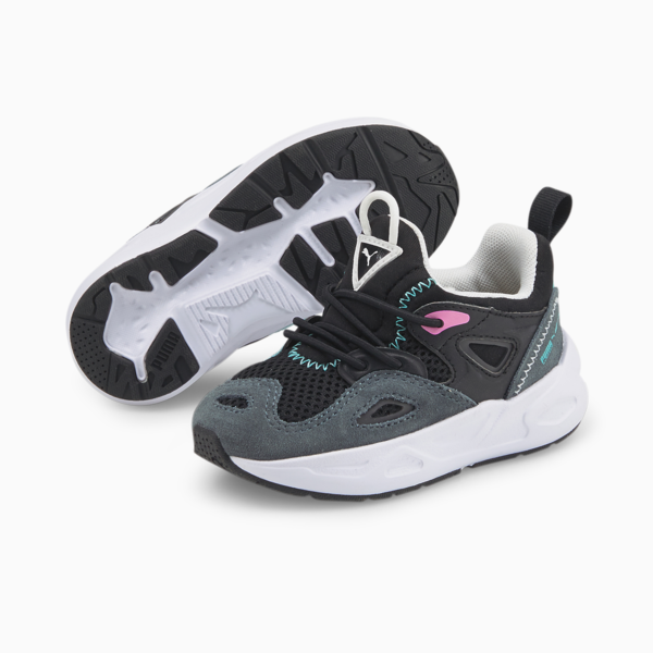 TRC Blaze Alternative Closure Babies' Trainers, Puma Black-Dark Slate, large-ZAF