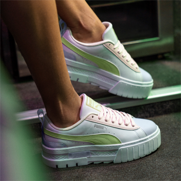 Mayze Leather Women's Trainers, Puma White-Arctic Ice, large-ZAF