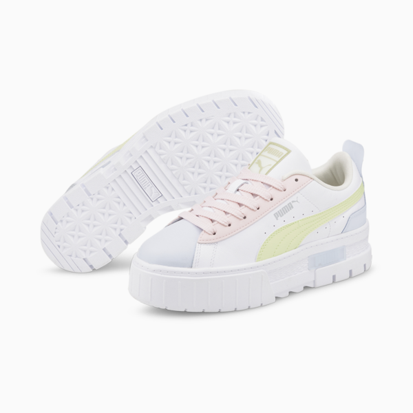 Mayze Leather Women's Trainers, Puma White-Arctic Ice, large-ZAF