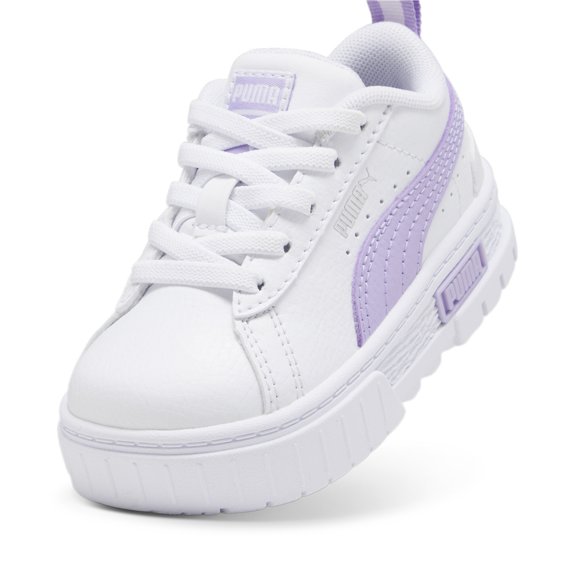 Women's Puma Mayze Lth Alternative Closure Babies' Trainers, White, Size 26, Shoes