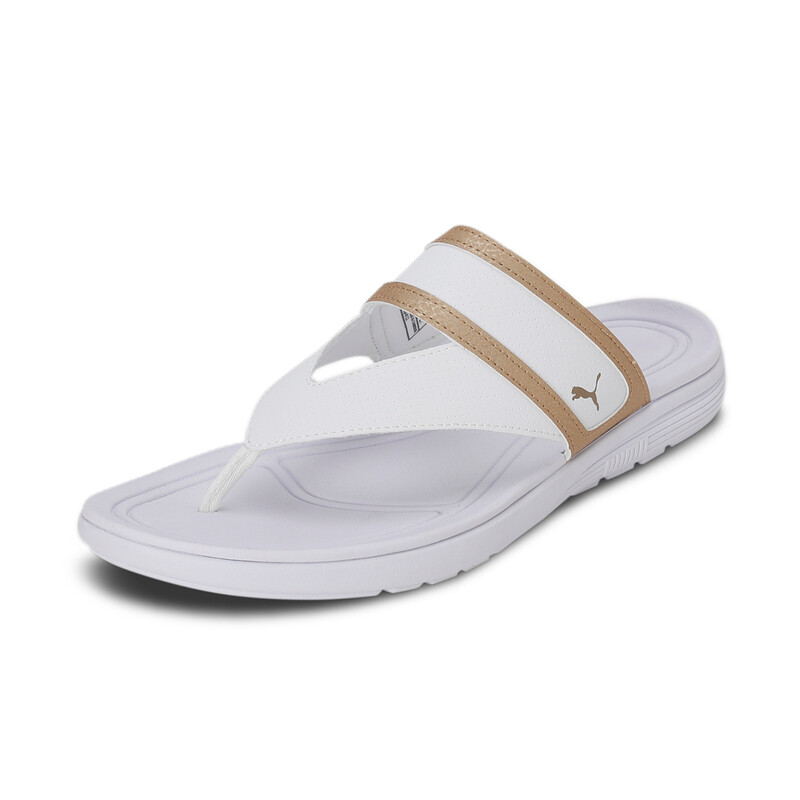 

Women's PUMA SOFTRIDE Sunny Flip-Flops Sandals, White/gold