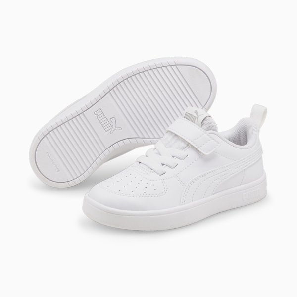 Rickie Alternative Closure Kids' Trainers, Puma White-Puma White-Glacier Gray, large-ZAF