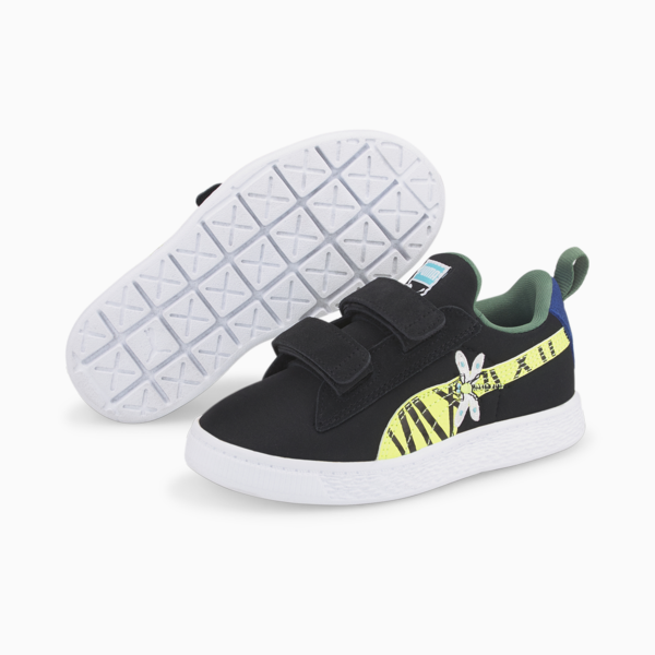 Suede Light Flex Small World Alternative Closure Sneakers Kids, Puma Black-Lime Squeeze, large-ZAF
