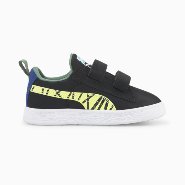 Suede Light Flex Small World Alternative Closure Sneakers Kids, Puma Black-Lime Squeeze, large-ZAF